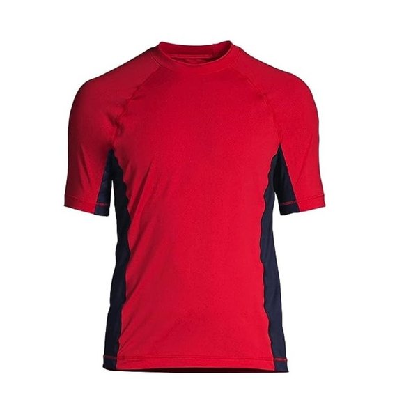 NWT Lands' End Men's Crew Neck Short Sleeve Rash Guard Red UPF 50 L $60 FLI159 - Picture 5 of 5